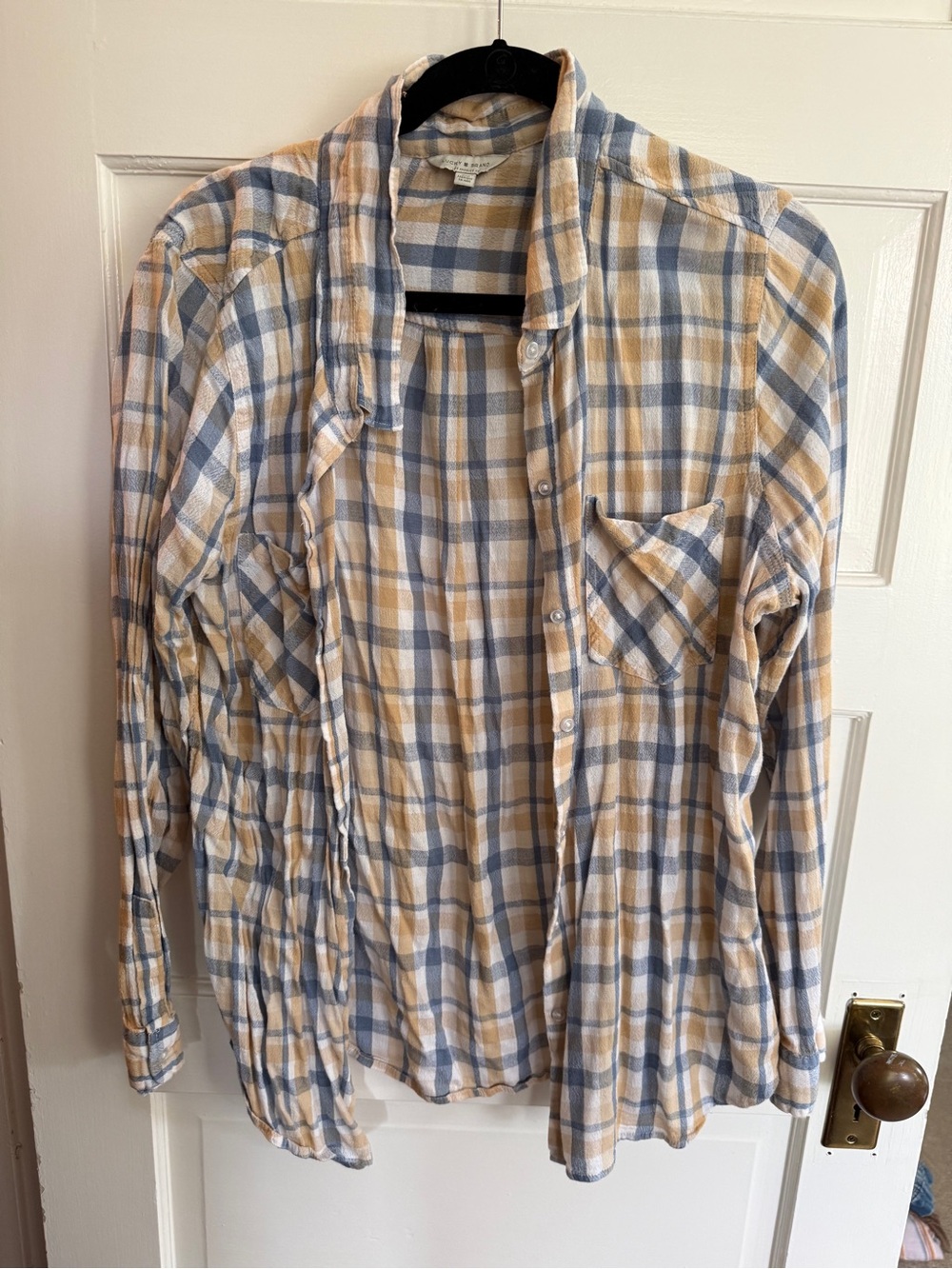 Lucky Brand Blue & Cream Plaid Button-Down Shirt
